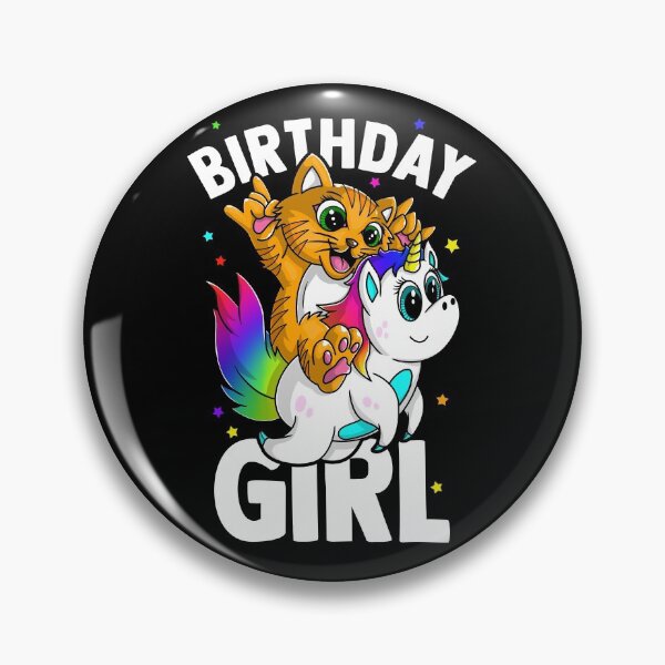 Item preview, Birthday girl cat on unicorn  designed and sold by mermaidselina.