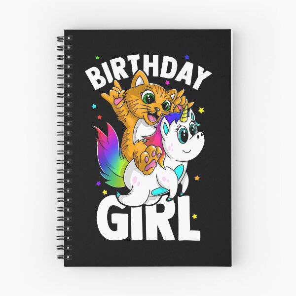 Item preview, Birthday girl cat on unicorn  designed and sold by mermaidselina.