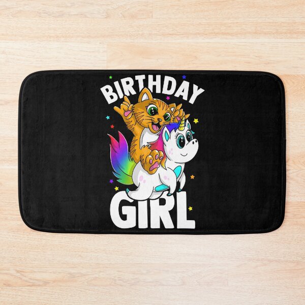 Item preview, Birthday girl cat on unicorn  designed and sold by mermaidselina.