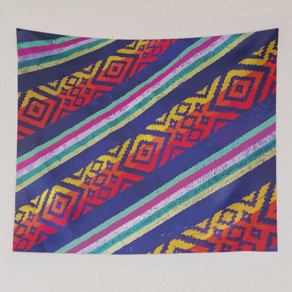 Item preview, Cambaya Azul woven authentic mexican fabric blue stripes rebozo designed and sold by T-Mex.