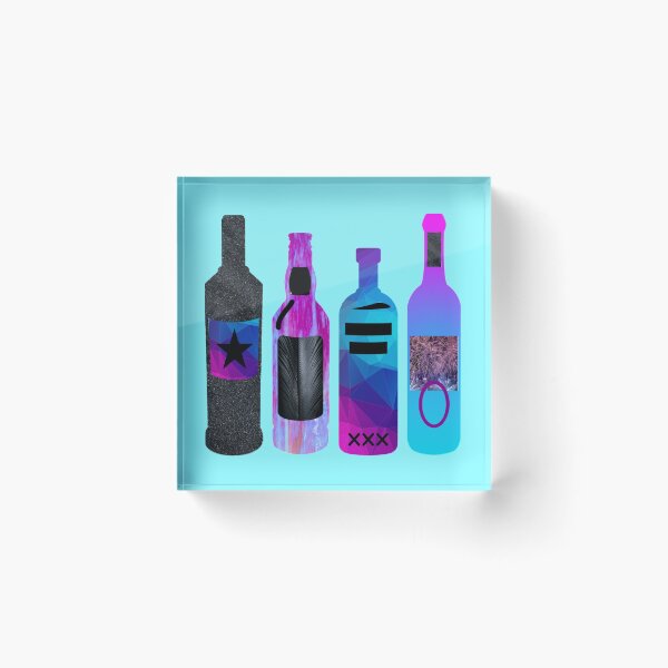 Item preview, blue and purple alc bottles designed and sold by Julia Santos.
