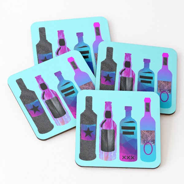 Item preview, blue and purple alc bottles designed and sold by Julia Santos.