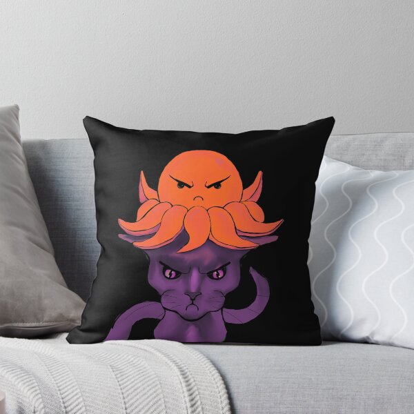 Item preview, purple cat with orange octopus bad mood black background designed and sold by ZeroXIII.