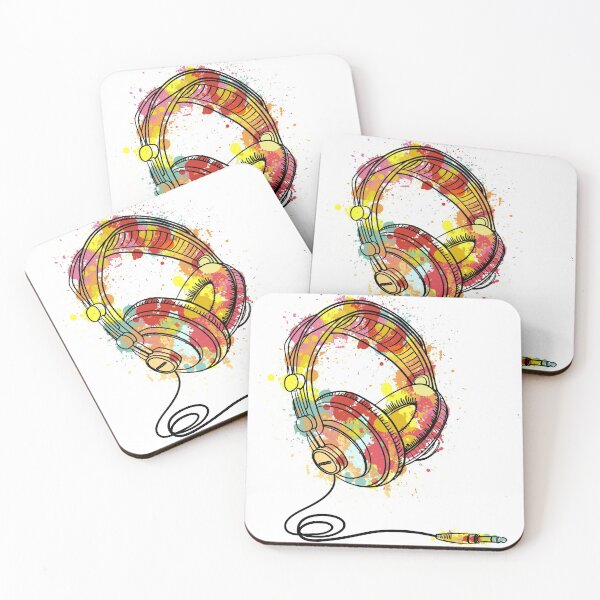 Item preview, Music Watercolor DJ headphones designed and sold by AwesomeTrends.