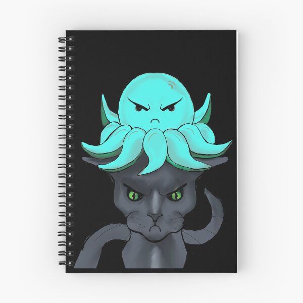Item preview, gato gris con pulpo azul claro mal humor fondo negro designed and sold by ZeroXIII.