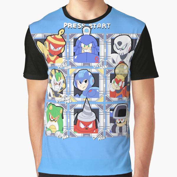 Mega Man Youth Boys Kids Short Sleeve T-Shirt White Blue Bomber Graphic Crew Tee
