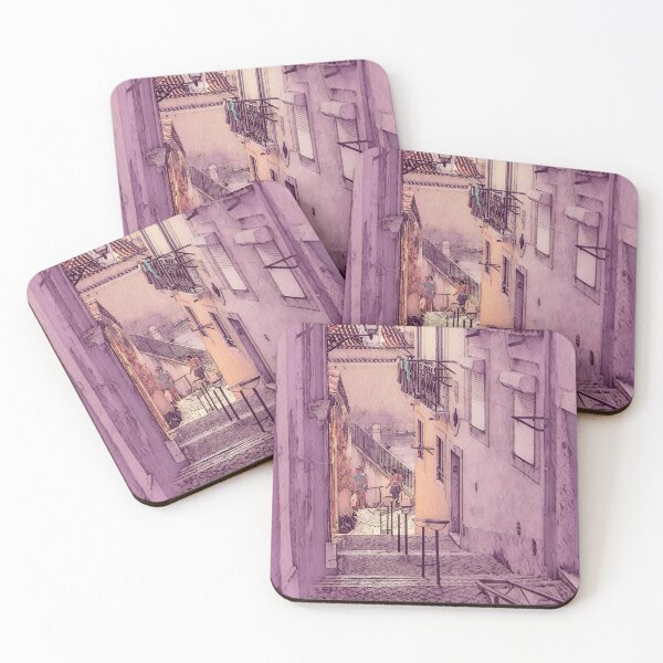 Item preview, Lisboa Alfama Street in Pink Illustration designed and sold by SofiaAlves.