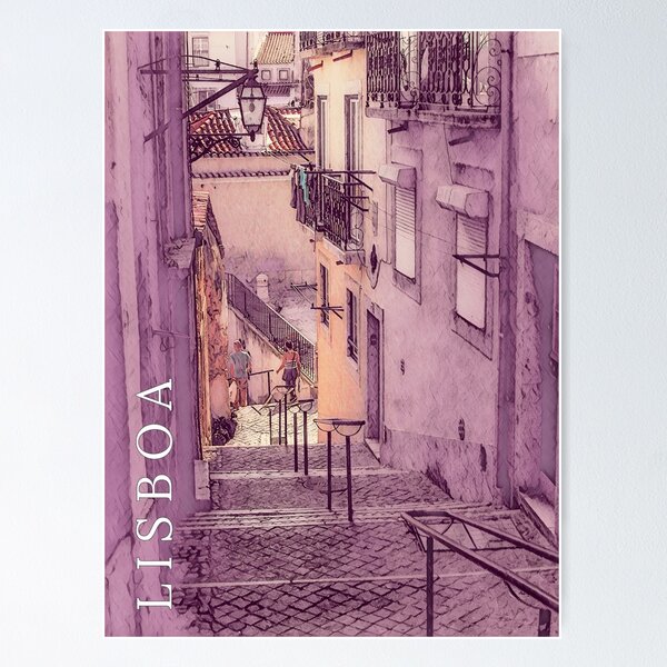 Item preview, Lisboa Alfama Street in Pink Illustration designed and sold by SofiaAlves.