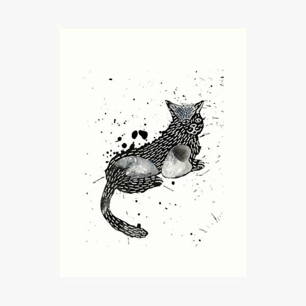 Chilled Ink Abstract Cat Art Print