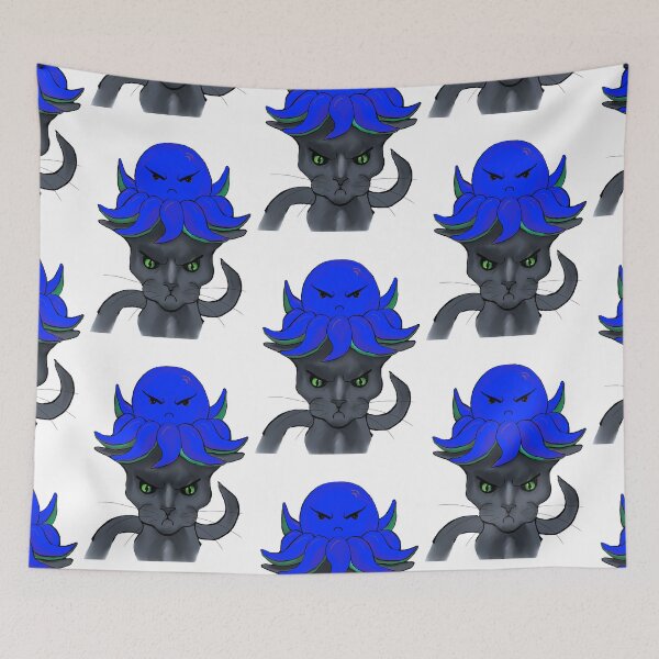 Item preview, Gato gris con pulpo azul mal humor fondo blanco. designed and sold by ZeroXIII.