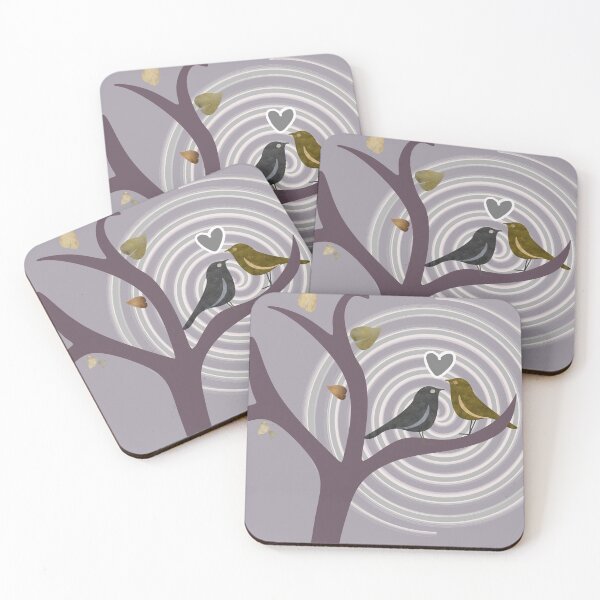 Item preview, Love is in the air with this beautiful pair of simple valentine love birds - aubergine and grey designed and sold by Caroline Laursen.