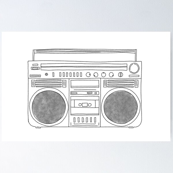 Item preview, Line Drawing Boom Box designed and sold by maggie-jm.