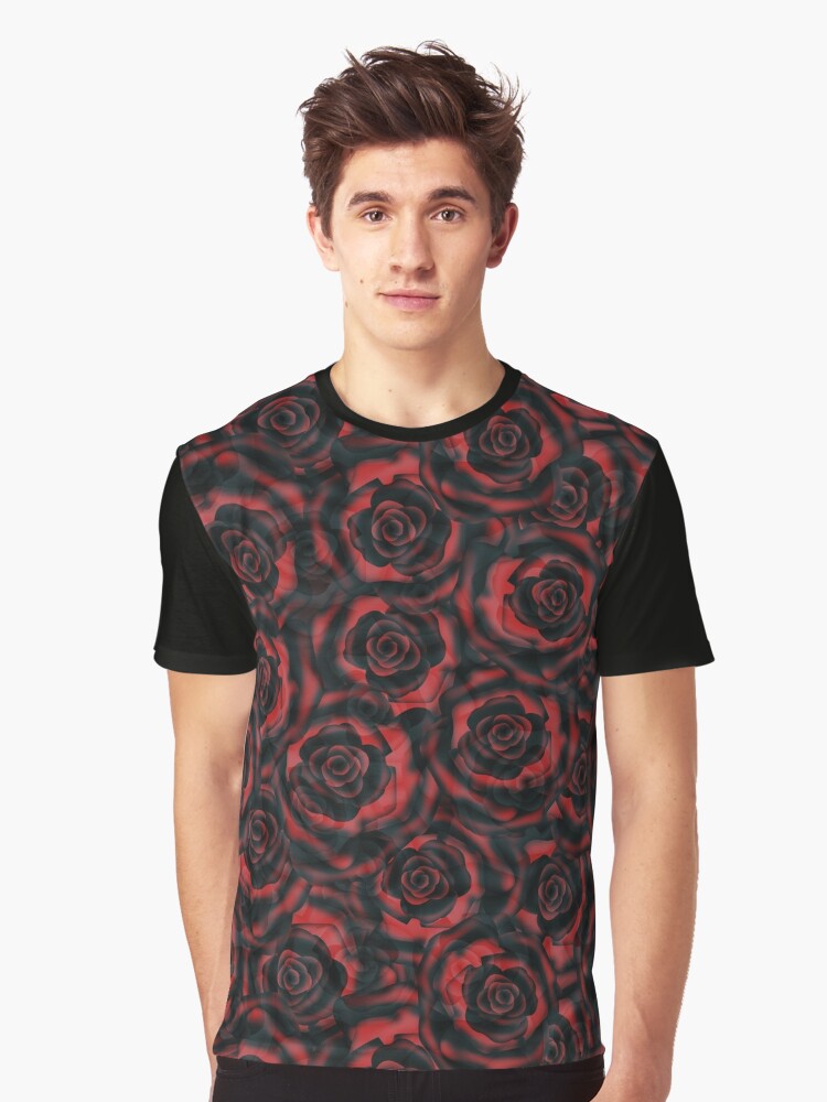 Black-red seamless floral pattern. Red rose. Black rose | Graphic T-Shirt