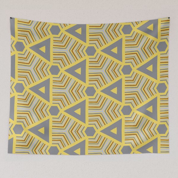 Item preview, Illuminating Yellow and Ultimate Gray Geometric Triangle Pattern designed and sold by dreamofdenim.