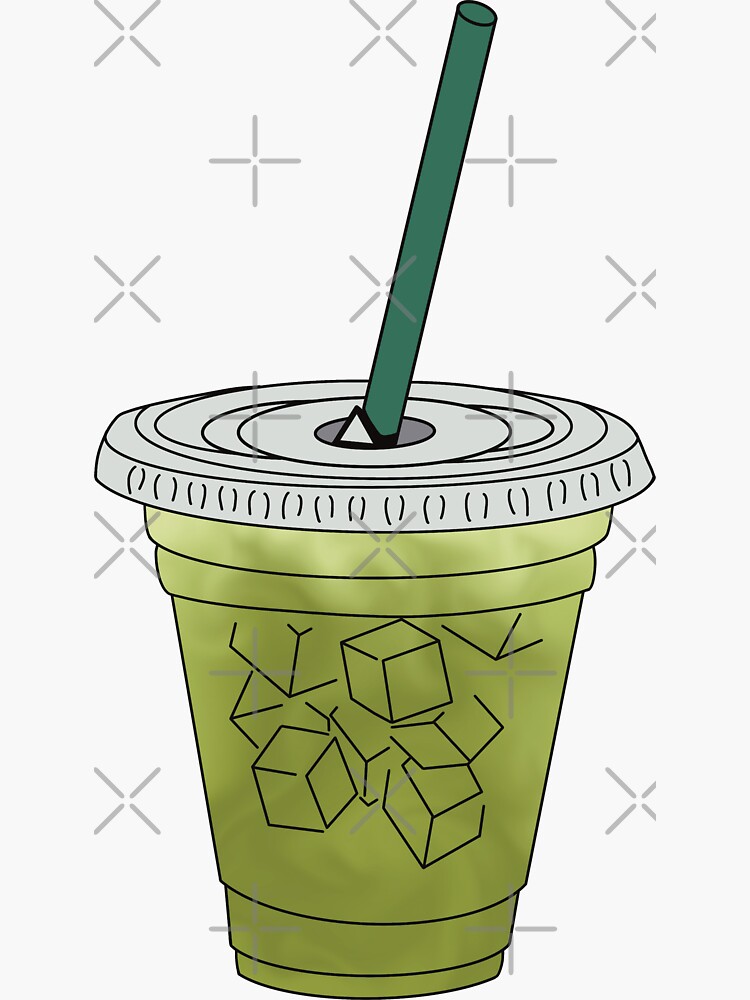 "Iced matcha green tea latte" Sticker by ArtbyAlyssa Redbubble