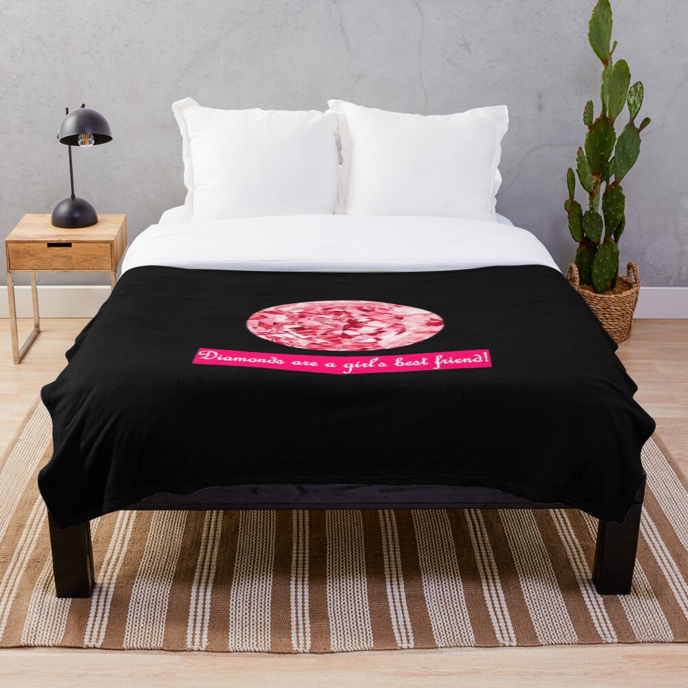 Quote- Diamonds are a girls best friend Throw Blanket