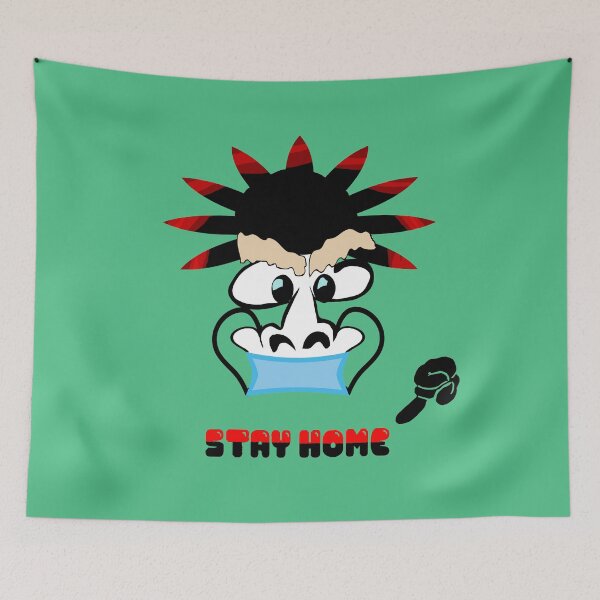 Item preview, Masked character with the inscription "stay home" designed and sold by Olha Volokhova.