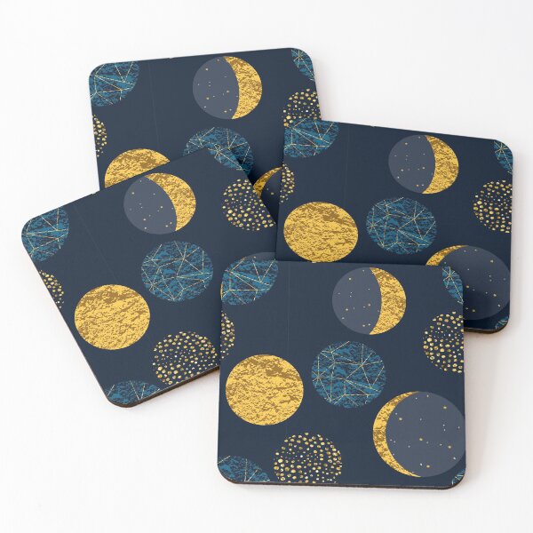 Item preview, Cosmic Art Constellations & Moon Phases Gold on Blue designed and sold by Foxicopter.