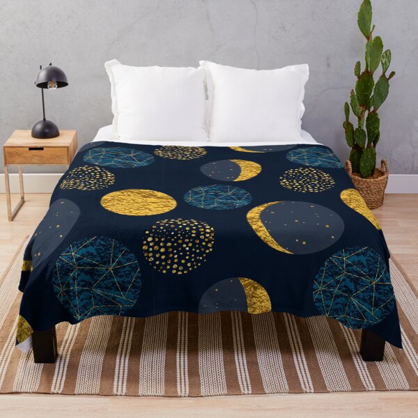 Item preview, Cosmic Art Constellations & Moon Phases Gold on Blue designed and sold by Foxicopter.