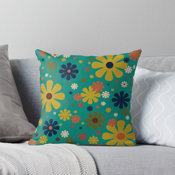 Item preview, Flowerama - Retro 60s Floral Pattern in Mid Mod Mustard, Olive, Orange, Beige, and Turquoise Teal designed and sold by kierkegaard.