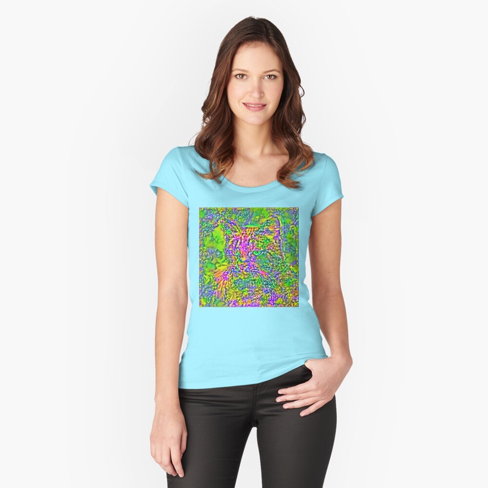 Artificial neural style Flower cat Fitted Scoop T-Shirt