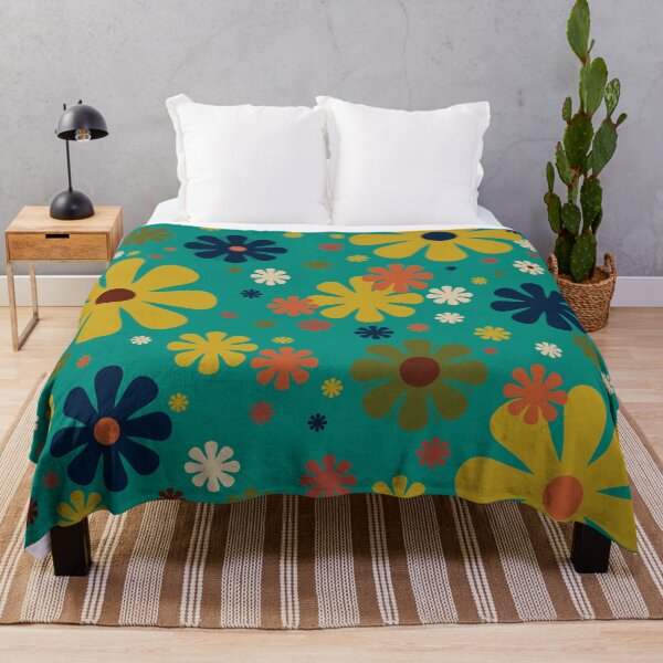 Item preview, Flowerama - Retro 60s Floral Pattern in Mid Mod Mustard, Olive, Orange, Beige, and Turquoise Teal designed and sold by kierkegaard.
