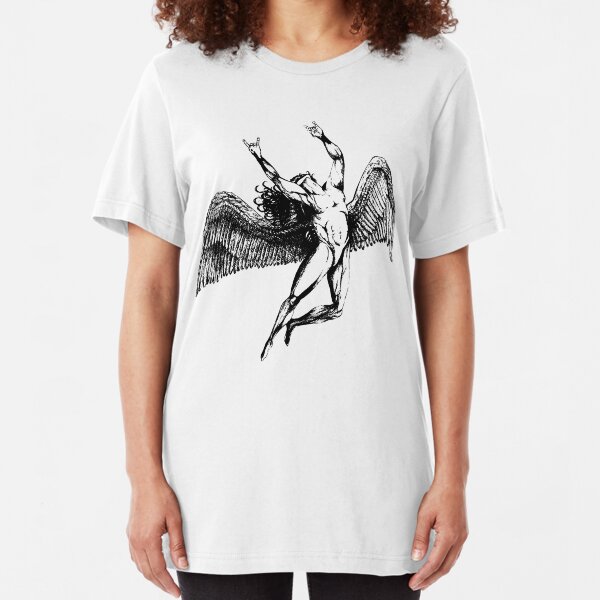 ICARUS THROWS THE HORNS - black *awesome UNLISTED designs in my portfolio* Slim Fit T-Shirt