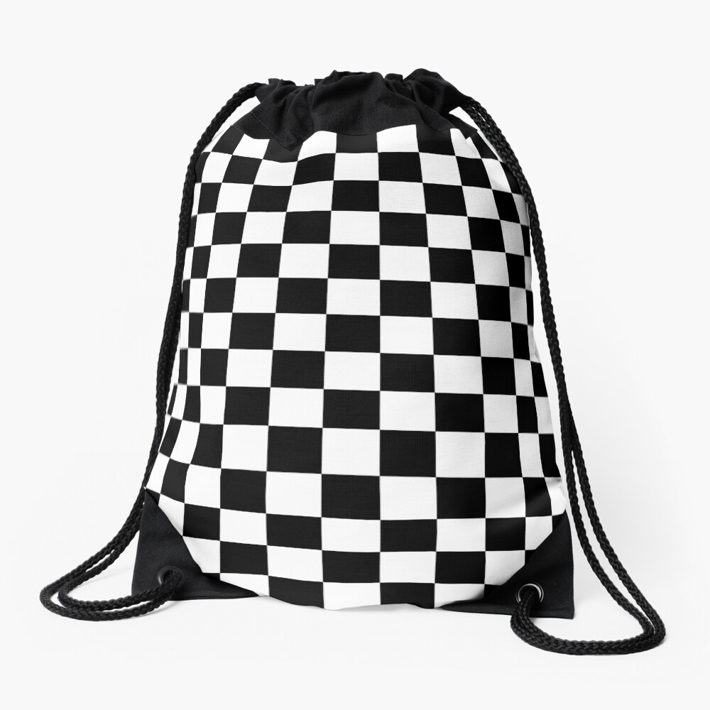 Checkerboard Pattern (black/white) Drawstring Bag