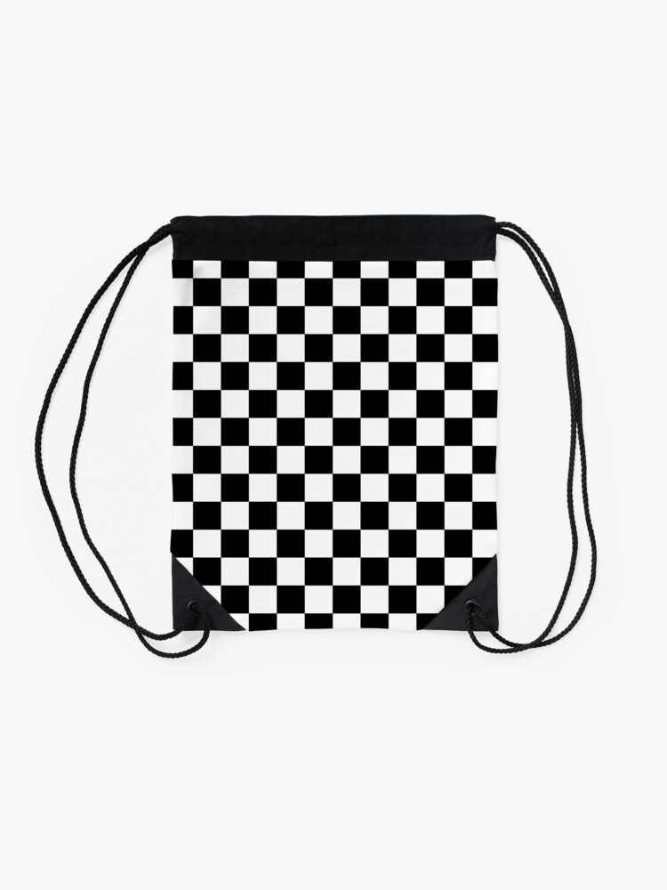 Alternate view of Checkerboard Pattern (black/white) Drawstring Bag