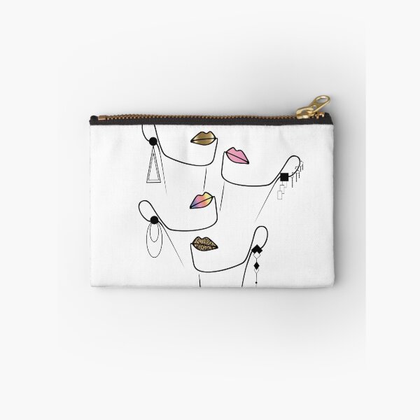 Item preview, Minimalistic one line faces with gold lips, rainbow lips, leopard lips and pink lips designed and sold by KissedbyArt.