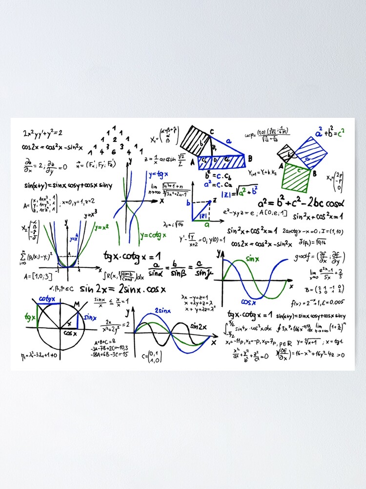 Mathematics Formulas and Numbers Poster for Sale by Pavnud