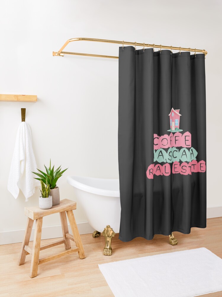 Alternate view of Coffee Mascara Real Estate Shower Curtain