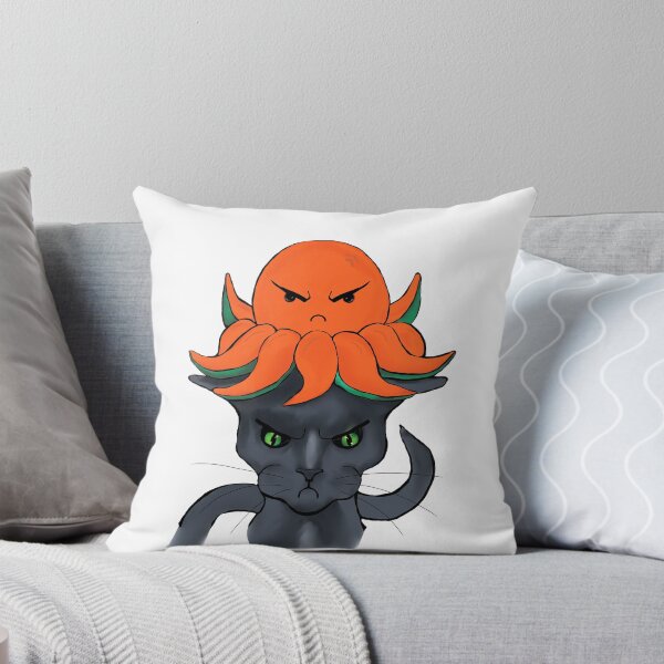 Item preview, gray cat with dark orange octopus bad mood white background designed and sold by ZeroXIII.