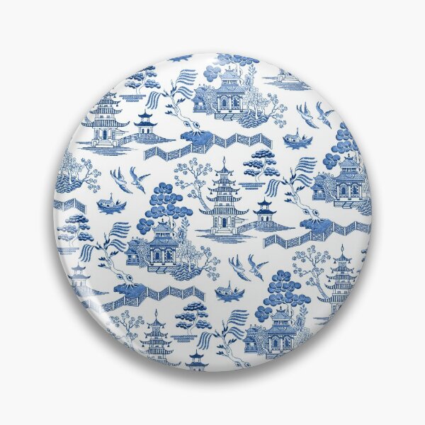 Artikelvorschau, Vintage Chinoiserie Pagode Toile Blau und Weiß entworfen und verkauft von bySoutherngal.
