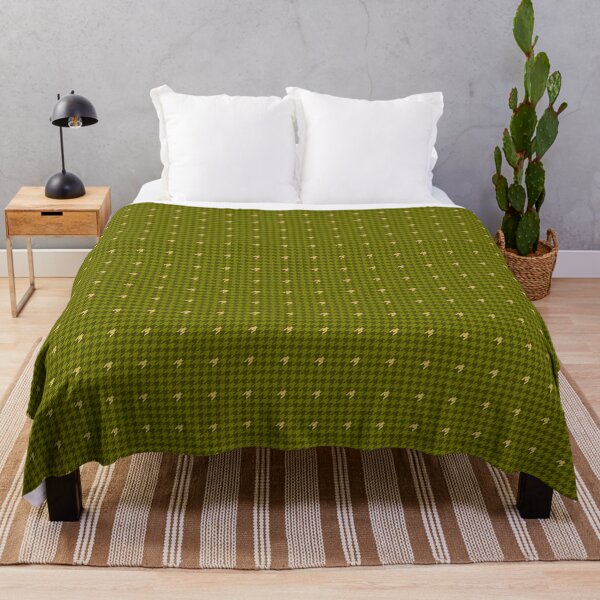 Olive Houndstooth with Gold Accent Throw Blanket