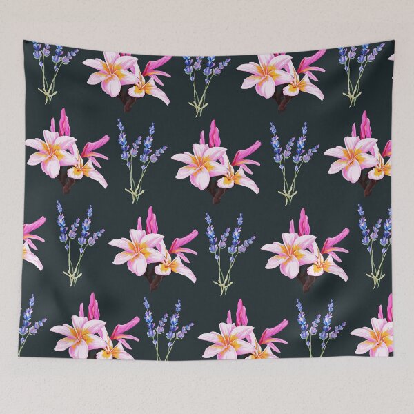 Item preview, Floral pattern with plumeria and lavender designed and sold by fowons.