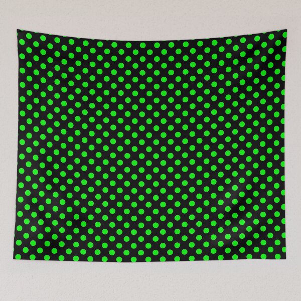 Item preview, Bright Green Polka Dots on Black Background designed and sold by Bumblefuzzies.