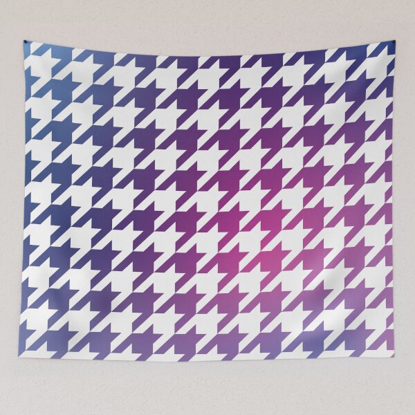 Item preview, Houndstooth Pattern in Cool Blue Purple and Pink Gradient designed and sold by murialbezanson.