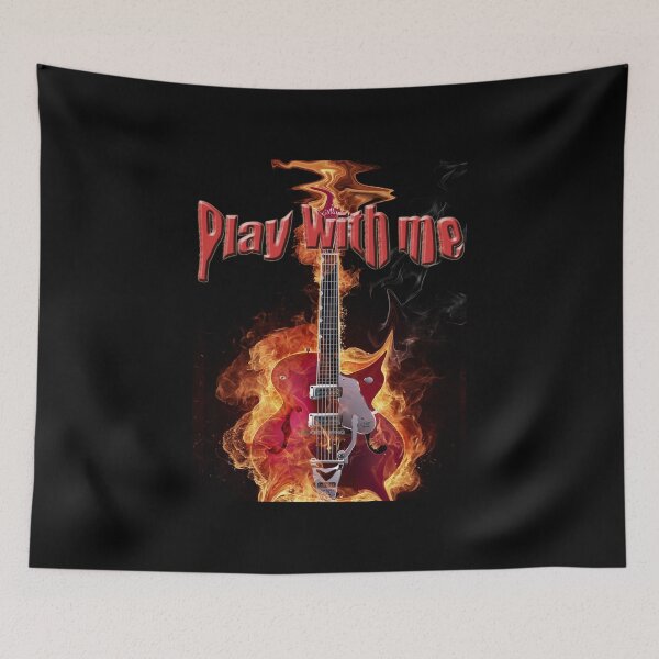 Item preview, A flaming guitar and a "play with me" line with double meaning designed and sold by Nickolas Kyprianos.