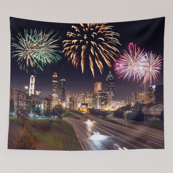 Item preview, atlanta skyline with fireworks designed and sold by franckreporter.