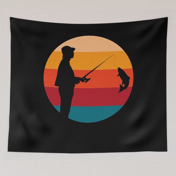 Item preview, Retro fishing rod angler sport fishing motif as a gift designed and sold by PlatonisDesign.