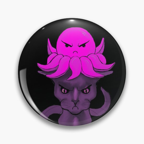 Item preview, Copia de gato gris púrpura con fondo negro de mal humor pulpo rosa designed and sold by ZeroXIII.