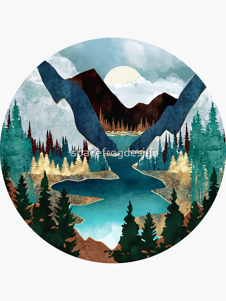 Imagen 3 de 3, Pegatina con la obra Vista del río, diseñada y vendida por spacefrogdesign.