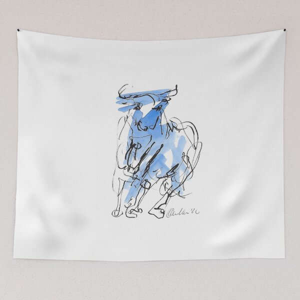 Item preview, A bull in blue designed and sold by Nicole Leidenfrost.