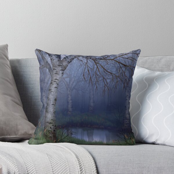 Item preview, Among Cold Dark Birches Night Time Tree Autumn Fall Season Painting Original Dark Foggy Design Art Decor Gift Idea For Christmas Birthday Anniversary For Him For Her  designed and sold by eleathyra.