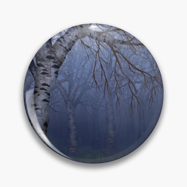 Item preview, Among Cold Dark Birches Night Time Tree Autumn Fall Season Painting Original Dark Foggy Design Art Decor Gift Idea For Christmas Birthday Anniversary For Him For Her  designed and sold by eleathyra.