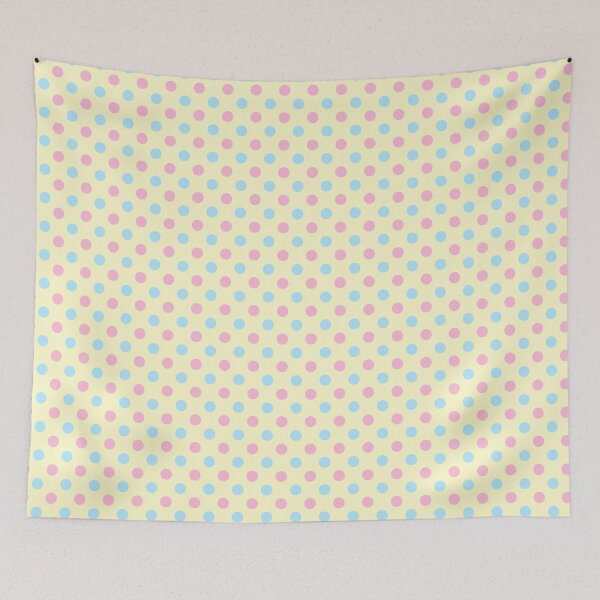 Item preview, Pastel Pink and Blue Polka Dots on Yellow Background designed and sold by Bumblefuzzies.
