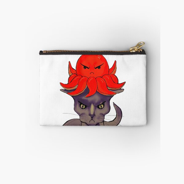 Item preview, gray cat with clear red octopus bad mood white background designed and sold by ZeroXIII.