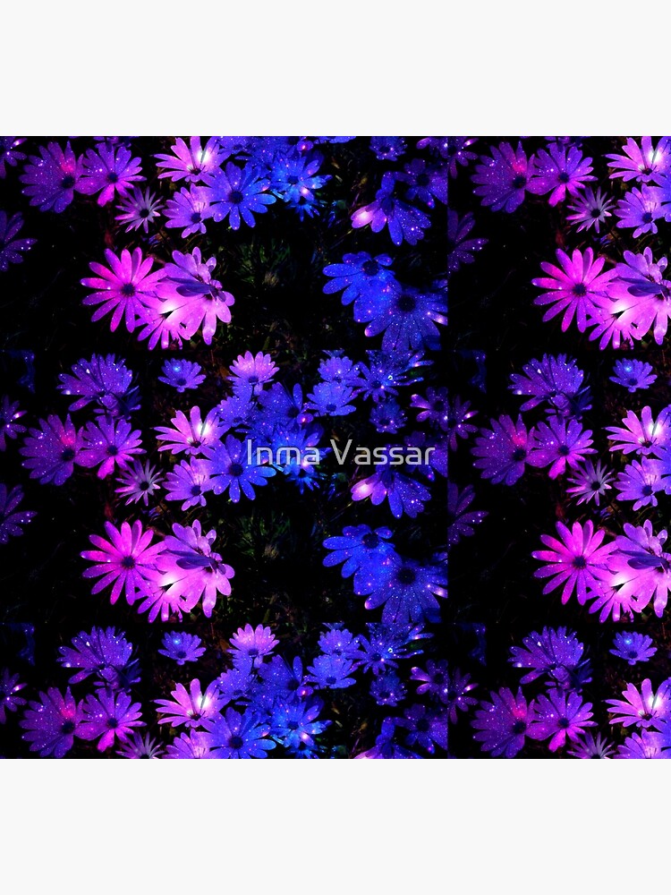 Thumbnail 5 of 5, Socks, Sparkly Pink & Purple Daisies Black Background designed and sold by InmaVassar.
