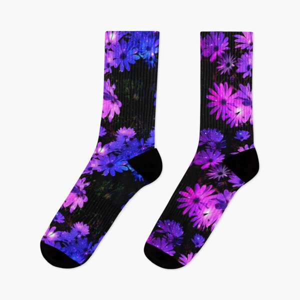 Item preview, Sparkly Pink & Purple Daisies Black Background designed and sold by IV Designs.
